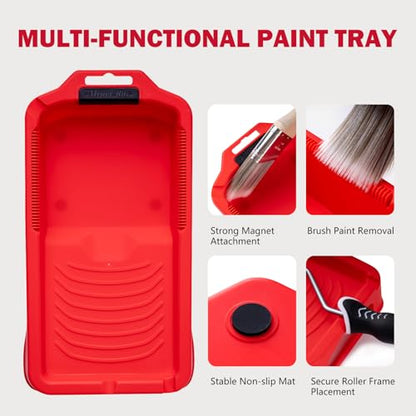 Mister Rui Paint Tray 4 Inch, 11 Pack, Plastic Tray with 10 Liners | Textured Disposable Paint Pan Liners for Quick Cleanup. Ideal for Small Projects, Trim and Touch-Ups on Walls and Furniture - size: 4 Inch, 11 Pack