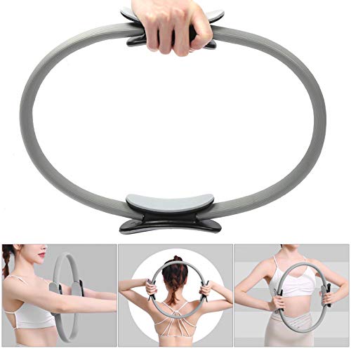 Yoga Ring, Pilates Circle for Home Gym Exercises Strengthens Core Muscles Fitness Ring for All Levels and Lie Positions(Grey)