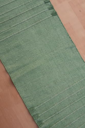 Jaipur Art & Rugs Cotton Yoga Rug - Eco-Friendly Hand-Woven Thick Mat (24”x72”x5mm) for Everyday Fitness at Home - Comfortable & Extra-Long - color: Light Green