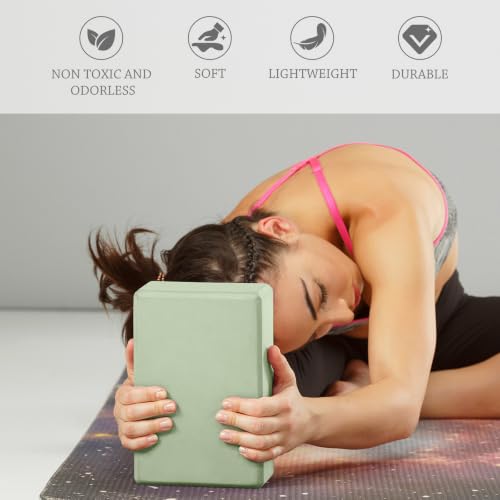 9"x6"x3" Yoga Block, 2 Pcs Soft Non-Slip Foam Blocks Supportive - color: Pale Green