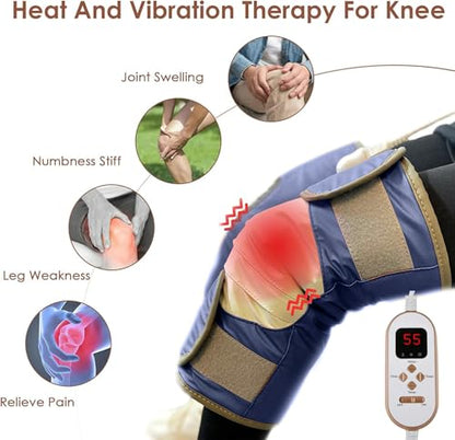A Pair Large Screen Remote Control Knee Massager with Heat Vibration for Pain Relief Electric Heated Knee Brace with 7 Heat Levels and 10 Massage Mode, Gifts for Men Women (Purple)
