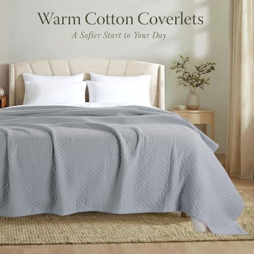 Threadmill Cotton Twin Coverlet Blanket, Jacquard, Scottish Grey, 68x90 in - color: Classic Scottish Grey, size: Twin / Twin-XL