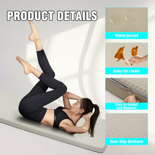 2 Inch Thick Yoga Mat, 72''x24'x2" extra-thick exercise mat. Fitness mat,Foldable Extra Thick Exercise Mat PU Leather,Gymnastics Mat withPilates, Stretching.