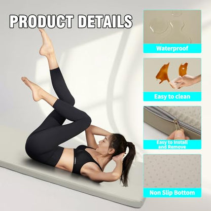 2 Inch Thick Yoga Mat, 72''x24'x2" extra-thick exercise mat. Fitness mat,Foldable Extra Thick Exercise Mat PU Leather,Gymnastics Mat withPilates, Stretching.