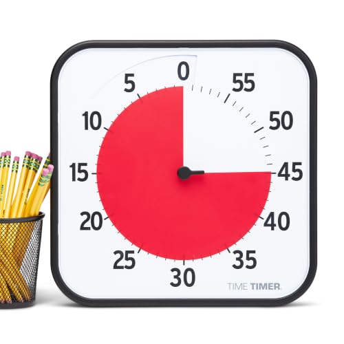 TIME TIMER 12 inch Visual Timer 60 Minute Kids Desk Countdown Clock with Dry Erase Activity Card, Also Magnetic for Classroom, Homeschooling Study Tool, Task Reminder, Home and Kitchen Timer - color: Black & Red, size: 12 Inch