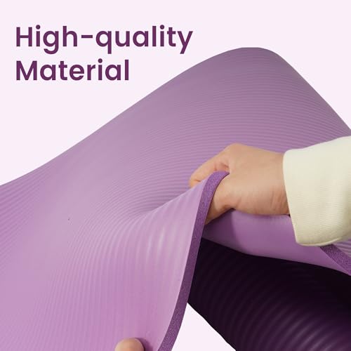 Fitvids Yoga Mat, 1/2-Inch Extra Thick High Density Exercise Mat, Anti-Tear Exercise Yoga Mat with Carrying Strap, Suitable for Various Yoga Exercises - color: Taro Purple