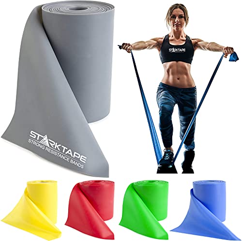 Resistance Bands Professional 8,16, 25, 50 Yards Bulk Rolls. Latex-Free Elastic Physical Therapy Band. No Scent, No Powder - Perfect for Home Exercise, Yoga, Pilates, Gym, Rehab, Workout - color: Gray - X-Heavy, size: 8 Yards