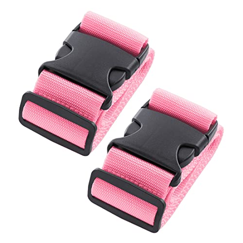 2pcs 74″×2″Luggage Straps for Suitcases,Adjustable Suitcase Straps and Heavy Duty Strap Buckle Packing Straps Travel Accessories,Fluorescent Pink - color: Fluorescent Pink 2PCS
