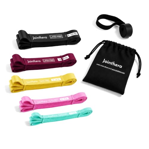 Latex Free Pull Up Assistance Resistance Bands - Set of 5 | Non latex pull-up assist, working out, muscle strength training, long power bands, heavy duty, home gym, physical therapy