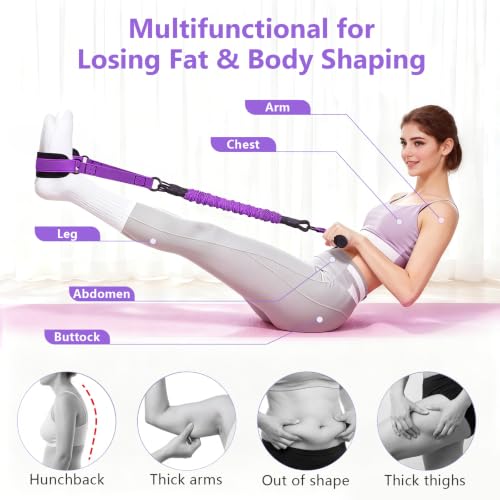 Pedal Resistance Band with Handle, Upgraded 6-Tube Exercise Bands - color: Upgraded Purple