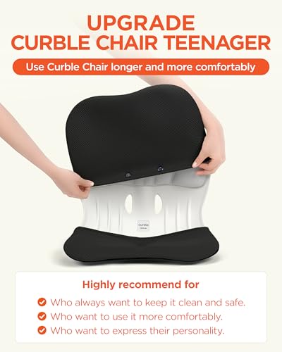 curble WIDER COVER, Detachable Cover for Teenager Chair, Ergonomic Chair Back Support and Lumbar Support (Cover Black) - color: Cover Black