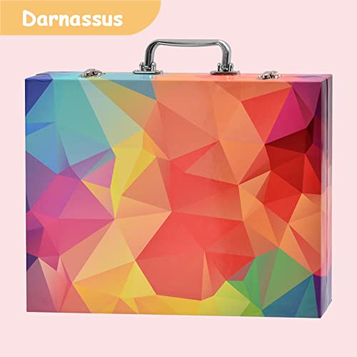 Darnassus 132-Piece Art Set, Deluxe Professional Color Set, Art Kit for Kids and Adult, With Compact Portable Case - color: Pink