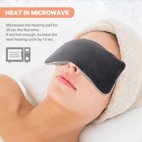 Unscented Weighted Eye Pillow for Yoga, Relaxation | Microwavable Moist Heat Eye Compress Mask with Washable Cover for Meditation, Yoga, Spa, Sleeping, Migraine Relief - color: Gray (No Scent Added)