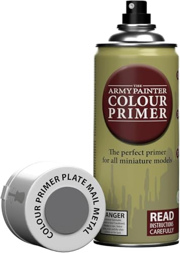 The Army Painter, Colour Primer Plate Mail Metal, 400 ml acrylic spray | Spray Paint Basecoat for Miniature Model Undercoat Priming, Plastic Wargames, DnD & Warhammer - color: Plate Mail
