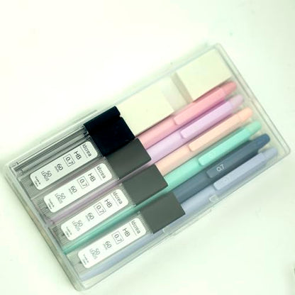 Pastel Aesthetic Mechanical Pencil Set 6 Pack with Eraesers 0.7mm | Complete Set with Break-Resistant Leads, 0.5mm 0.7mm & Combo available