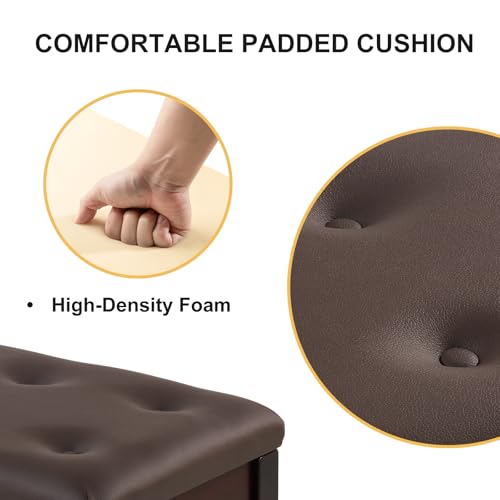 Wooden Piano Bench with Storage, Piano Stool with Waterproof Padded Cushion, Bench Seat for Vanity, Living Room, Bedroom (Brown) - color: Single-brown