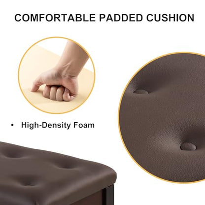 Wooden Piano Bench with Storage, Piano Stool with Waterproof Padded Cushion, Bench Seat for Vanity, Living Room, Bedroom (Brown) - color: Single-brown