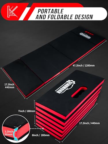 1.2" Extra Thick Mechanic Mat, Foldable Kneeling Pad with Handle and Storage belt Waterproof Comfortable EVA Cushion Mat for Working,Repairing,Gardening,Yardwork,Camping,Home Gym,47.3*17.3*1.2’’