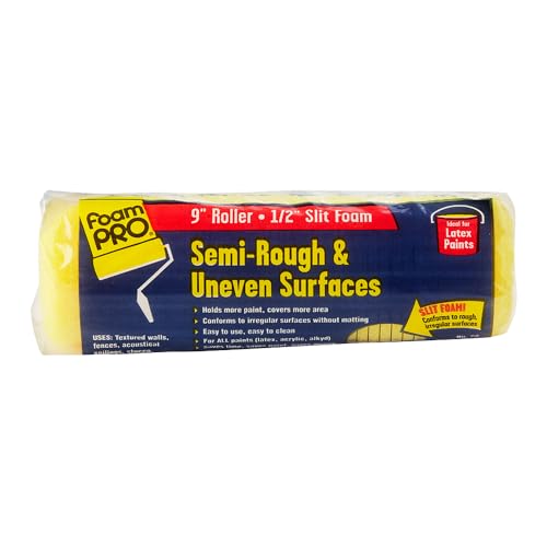 FoamPro 22 High Capacity Slit-Foam Paint Roller Cover for Semi-Rough & Uneven Surfaces - for Acoustical Ceilings, Textured Walls & Fences, Pavers - 9" x 1/2" Nap - size: 1 Count (Pack of 1), style: Semi-Rough & Uneven Surface