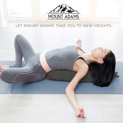 Mount Adams Firm Rectangular Yoga Bolster, 24x10x5in | 100% cotton, Dense and firm fill, Carrying handles, Restorative yoga, 8 lbs, Home and studio - color: Charcoal - Cinched Cover