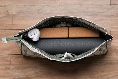 Maison d' Hermine Yoga Mat Duffle Bag Gym Tote Yoga Mat Carry Bag | Cylindrical bag for Woman Men Gifts Adjustable shoulder straps with Drawstring Water Bottle Pocket and zipper pocket - color: Savana Jouy, style: Yoga Mat Tote