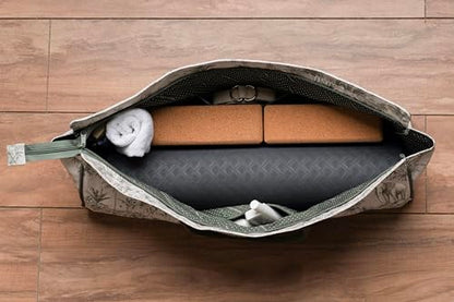 Maison d' Hermine Yoga Mat Duffle Bag Gym Tote Yoga Mat Carry Bag | Cylindrical bag for Woman Men Gifts Adjustable shoulder straps with Drawstring Water Bottle Pocket and zipper pocket - color: Savana Jouy, style: Yoga Mat Tote