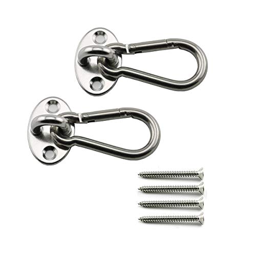 2-Pack M6 Ceiling & Wall Mount Hanging Hardware Fitting Set 304 Stainless Steel Heavy Duty Oval Pad Eye Hook Plate + Snap Hook for Yoga Hammock Swing Marine Boat Accessories - size: M6 Oval Pad