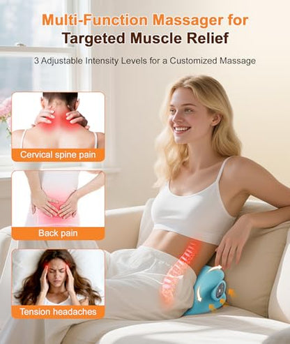 Neck Massager with Heat & Vibration 3 Level Adjustable, Heated Neck Stretcher with 6 Modes, Rechargeable Cervical Traction Device for Pain Relief & Muscle Relaxation, Gift for Women Men