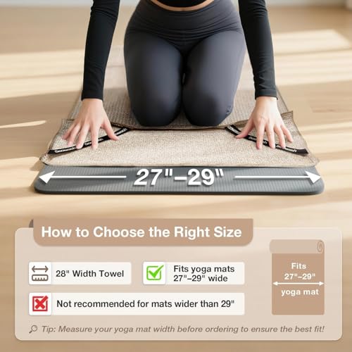 Hot Yoga Mat Towel, Non-Slip Microfiber 28x72in - color: Dark Beige, size: 28 inch X 72 inch