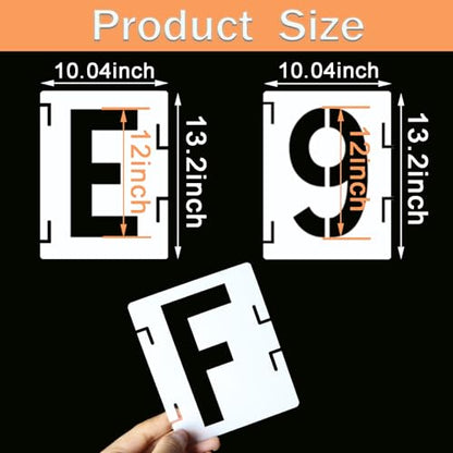 12 Inch Letter Stencils Symbol Numbers Craft Stencils, 42 Pcs Reusable Alphabet Templates Interlocking Stencil Kit for Painting on Wood, Wall, Fabric, Rock, Sign (Font Height is 12 Inch) - size: 12 inch
