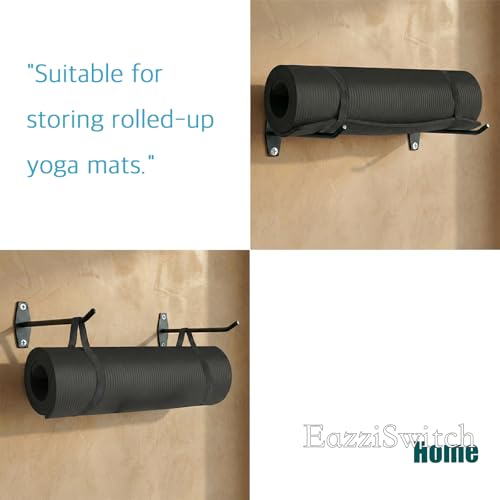 Wall Mount Yoga Mat Holder: Hanging Metal Rack For Eyelet Exercise Mats