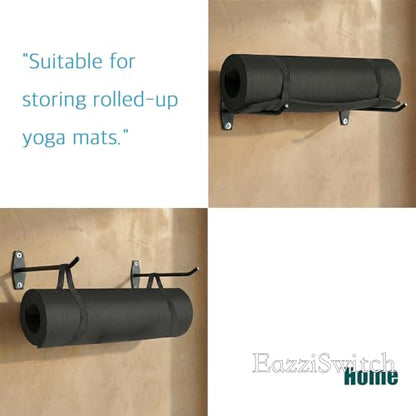 Wall Mount Yoga Mat Holder: Hanging Metal Rack For Eyelet Exercise Mats