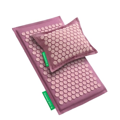 Pranamat Acupressure Large Mat and Pillow Set, Premium Acupressure Therapy for Pain Relief and Relaxation, Handcrafted in Europe with Sustainable and Natural Materials (Rosegold) - color: Rosegold