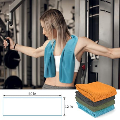 YESLIFE 4-Pack Cooling Towels (40"x 12"), Cooling Neck Wraps, Ice Towel - color: Black, Army Green, Orange, Blue