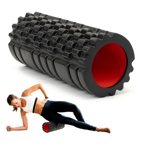 Krightlink Foam Roller for Deep Tissue Massager, 13" High Density Exercise Patented Roller for Muscle Massage and Myofascial Trigger Point Release Back Roller for Fitness, Yoga and Pilates (Black) - color: Pure Black