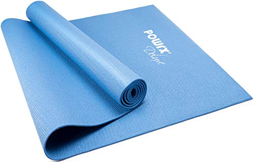 POWRX Extra-Thick Exercise Yoga Mat | Non-Slip Surface | Versatile Workout | Pilates Mat | Travel-Friendly Design with Strap | Ideal for Stretching and Training | 173 x 61 x 0.4 cm | Royal Blue