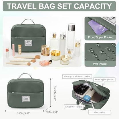 Gym Bag Womens with Shoes Compartment Travel Duffel Bag Dark Green - color: B5-Dark Green+Toiletry Bag