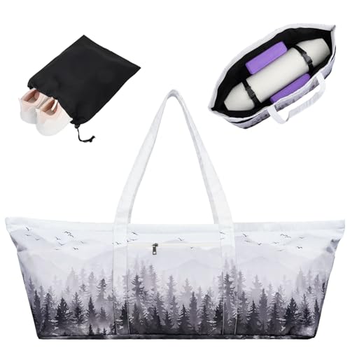 Yoga Mat Bag Yoga Mat Carrier with Shoes Compartment & Wet Pocket Pilates Bag with Zipper Pockets & Yoga Mat Holder Strap Yoga Bags and Carriers Fits All Your Stuff - color: Cloud Forest
