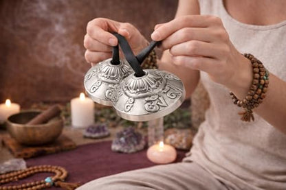 Premium Bronze Tingsha Cymbals Bells - Meditation Mindfulness Chime For Chakra Healing Sound Bath Spiritual Gifts Handcrafted Tibetan By Himalayan Bazaar - size: 1.6 Inches