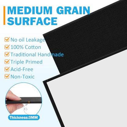 12 Pack Canvas for Painting 8x10 Inch, Black Canvas Boards for Painting Cotton Primed Acid Free Blank Canvas Panels for Oil, Acrylic Paint and Tempera. - size: black canvas 8x10in 12pack