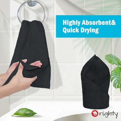 Orighty 6-Pack Black Hand Towels, 16x28 inch Microfiber Gym Towels - color: Black, size: Pack of 6