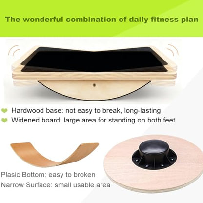 Rocker Board for Physical Therapy | Professional Adult Balance Board | Anti-Slip Wood Standing Desk Balance Board for Core Strength, BAPS & Slack Board Alternative (Suitable for Men & Women)