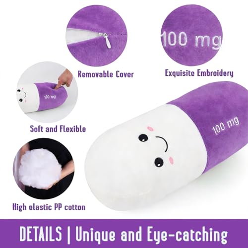 Cervical Neck Roll Pill Pillow, Cylinder Bolster Chill Pillows with Washable Cover, Round Neck Pillows Support for Bed Sleeping, Designed for Head, Neck, Lumbar, Legs Back and Yoga (Purple, M) - color: Purple