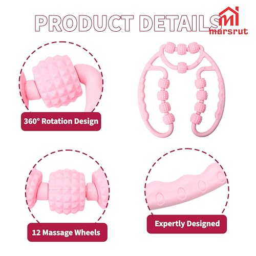 Cellulite Massage Roller, 12 Wheels Muscle Roller for Arm & Leg, Meridian Calf Ring Tool Stick with Circular Clamp, for Lymphatic Drainage, Anti-Cellulite Body Sculpting, Thigh Waist Foot Wrist Relief