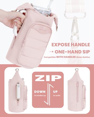 sportsnew Puffy Yoga Mat Bag Yoga Gym Bags for Women Men, Full-Zip Pilates Bag with Wet Pocket & Puffy Water Bottle Holder for 30oz/40oz Tumbler with Handle & RFID-Blocking Card Pocket for Quick Acces