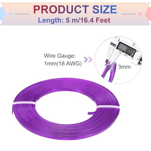 MECCANIXITY Aluminum Flat Wire, 3mm 18 Gauge Bendable Nose Wire Soft Craft Jewelry Wire for Jewelry Making Handmade Crafts DIY Bezel Sculpting, Dark Purple - color: Dark Purple