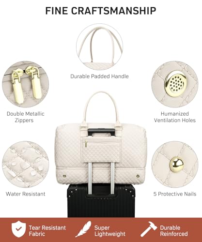 WINDARS Travel Duffle Bag, Weekender Bags for Women with Shoe Compartment, Overnight Bag with Toiletry Bag, Carry On Duffel Bags For Airplanes, Yoga Gym Duffel Bag, Beige - color: Beige