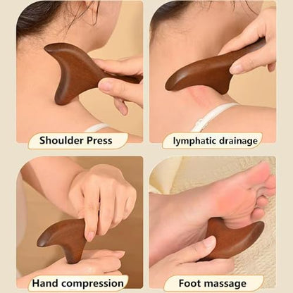 EULOGIST 4Pcs Wood Therapy Massage Tools Lymphatic Drainage Massager Wooden Massager Body Sculpting Tools for Body gua sha,Anti-Cellulite,Pain Relief