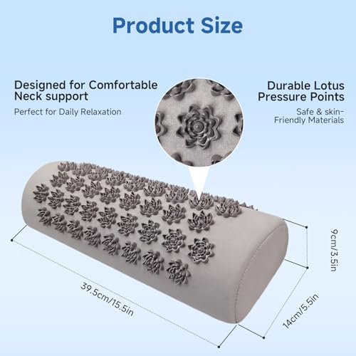 Acupressure Neck Pillow, Ergonomic Neck Support Pillow with Raised Pressure Points, Neck Rest Pillow for Home, Office, Travel, Reading, Relaxation Gift for Women & Men, Light Gray - color: Light Gray