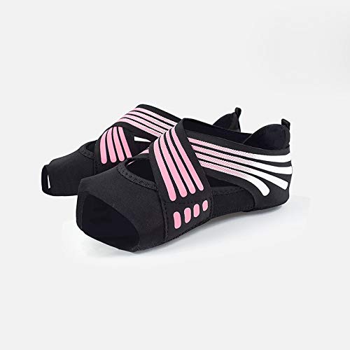 ABIRAM Pilates Grip Socks for Women - Non-Slip Toeless Yoga & Barre Socks - color: Pink, size: Medium
